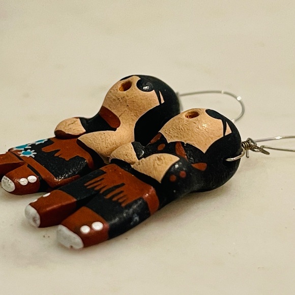 Southwest Clay Figural Boy and Girl Earrings   Vintage - Picture 4 of 5